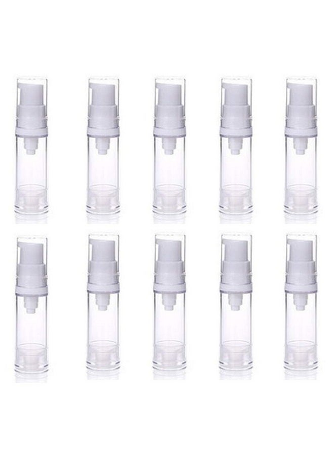 10Pcs Airless Pump Press Bottle Empty Plastic Vacuum Lotion Bottles Clear Containers Cosmetics Skincare Travel Size Dispenser (5Ml)