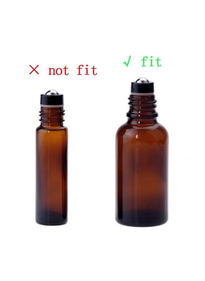 12 Pcs Essential Oil Roller Fitments Stainless Steel Roller Balls Black Cap Essential Oil Roller Inserts For 5/10/15/20/30Ml Bottles