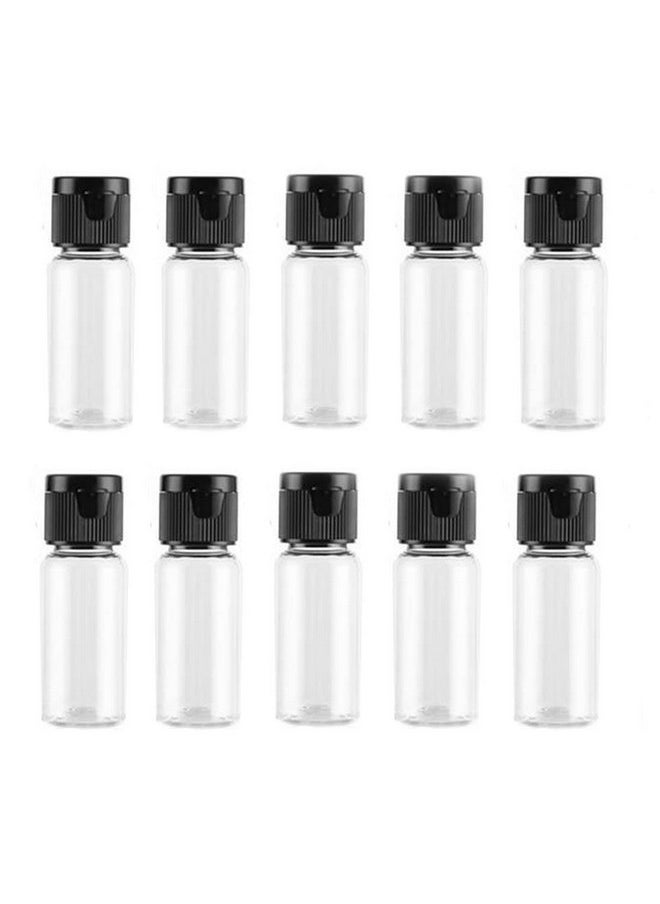 20 Pcs 15Ml 0.5Oz Empty Refillable Transparent Plastic Bottle With Black Flip Cap Top Lid Cosmetic Sample Dispense Container Emulsion Lotion Shower Gel Makeup Water Storage Tube Vial