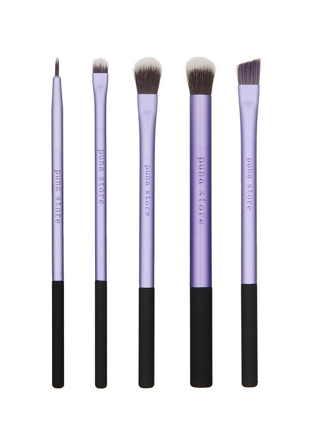 Synthetic Bristle Makeup Brush Set With Storage Pouch - Purple, 5 Pieces, Psrt5Pur