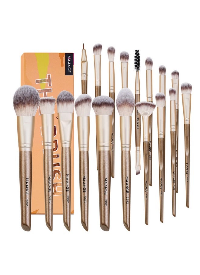 Brushes ,Maange 18 Pcs Professional Makeup Brushes Set Premium Synthetic Foundation Face Powder Blush Eye Shadows Travel Make Up Brushes With Gift Box