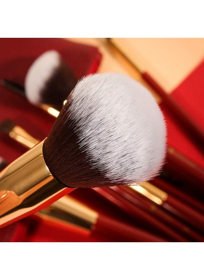 Makeup Brushes Red 10 Piece Makeup Brush Set With Case Premium Synthetic Hairs Kabuki Foundation Blending Eye Cosmetic Brushes Kit