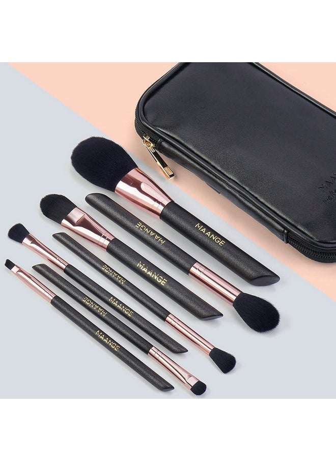 Professional Synthetic Makeup Brushes Set Foundation Blush Eyeshadow Make Up Brushes With Bag (Black) 7Pcs