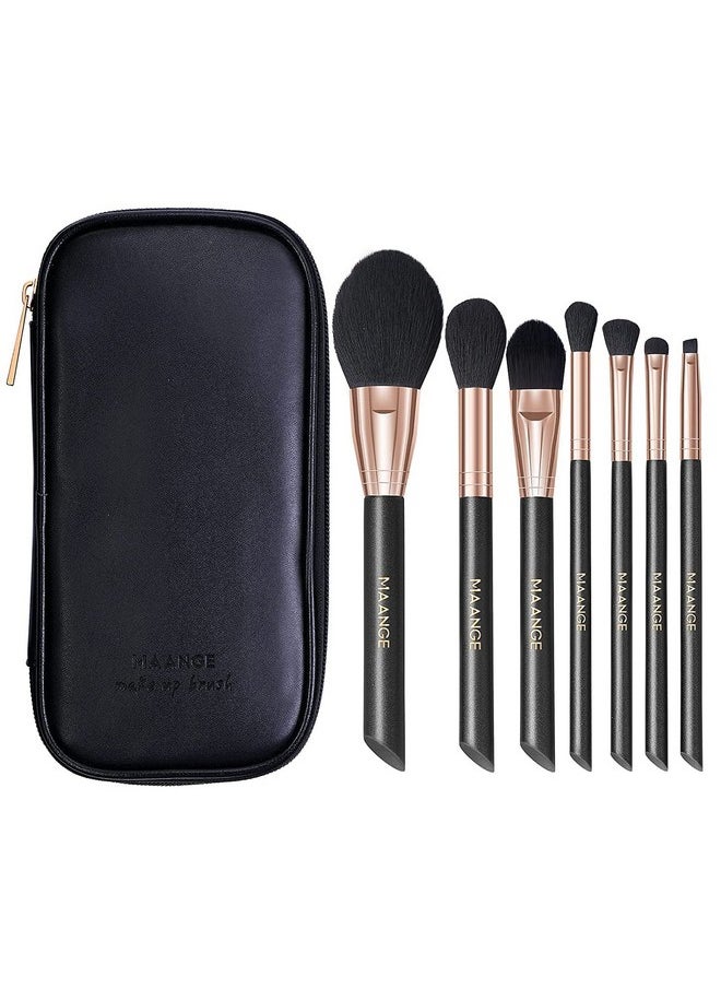 Professional Synthetic Makeup Brushes Set Foundation Blush Eyeshadow Make Up Brushes With Bag (Black) 7Pcs