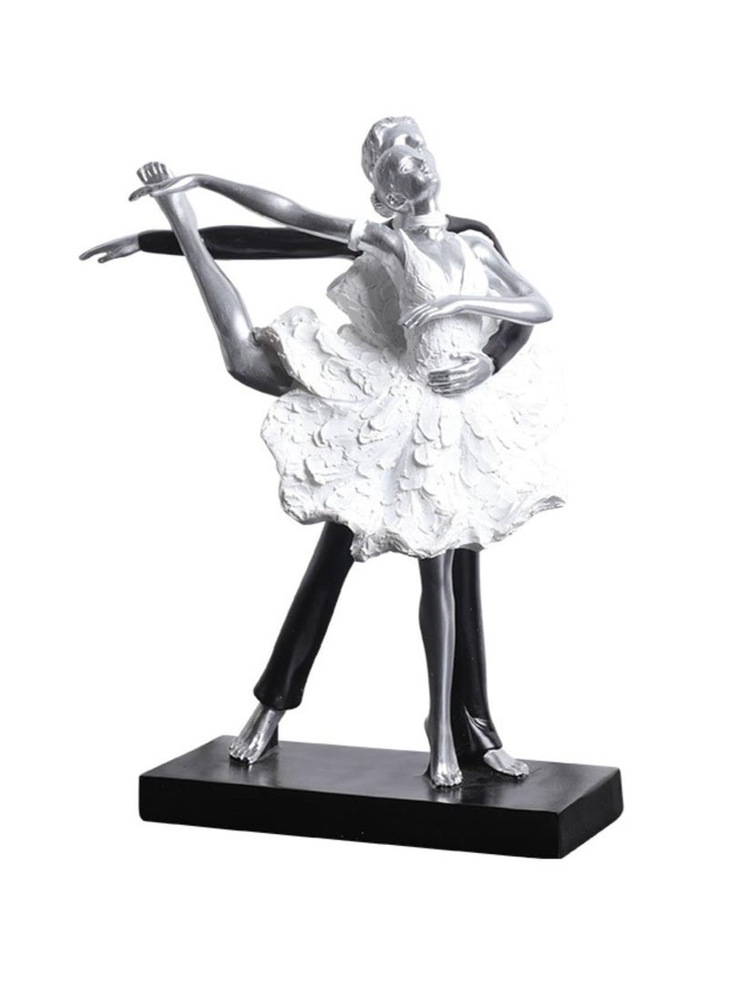 Modern Simple Resin Ornaments, Dance Classroom Desktop Decorations, Artistic Home Furnishings, Personalized Decorations, Suitable For Dance Lovers (Silver Double Dance A)