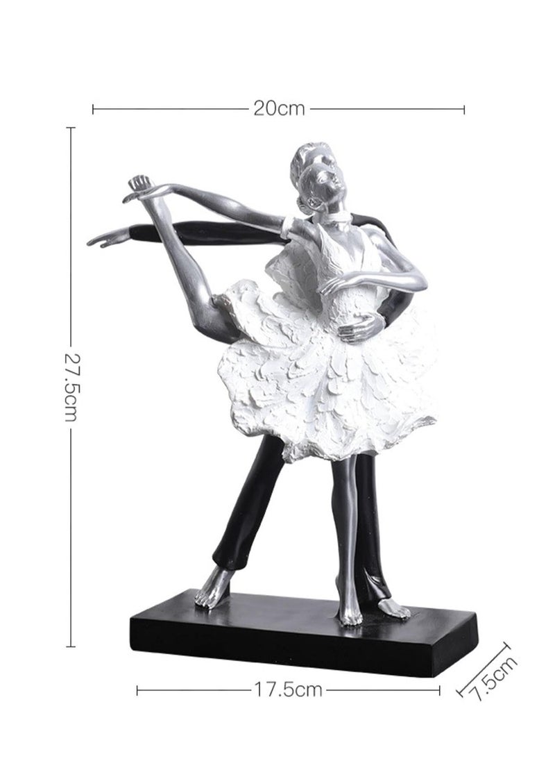 Modern Simple Resin Ornaments, Dance Classroom Desktop Decorations, Artistic Home Furnishings, Personalized Decorations, Suitable For Dance Lovers (Silver Double Dance A)