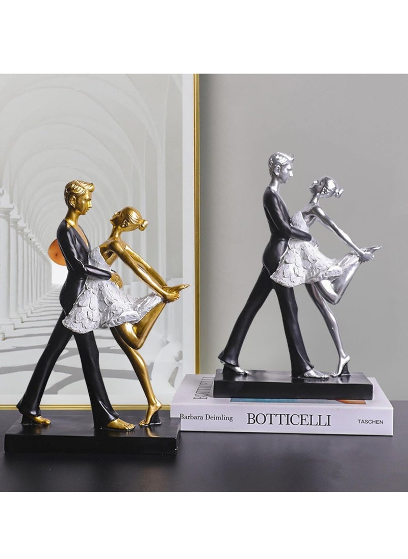 Modern Simple Resin Ornaments, Dance Classroom Desktop Decorations, Artistic Home Furnishings, Personalized Decorations, Suitable For Dance Lovers (Silver Double Dance A)