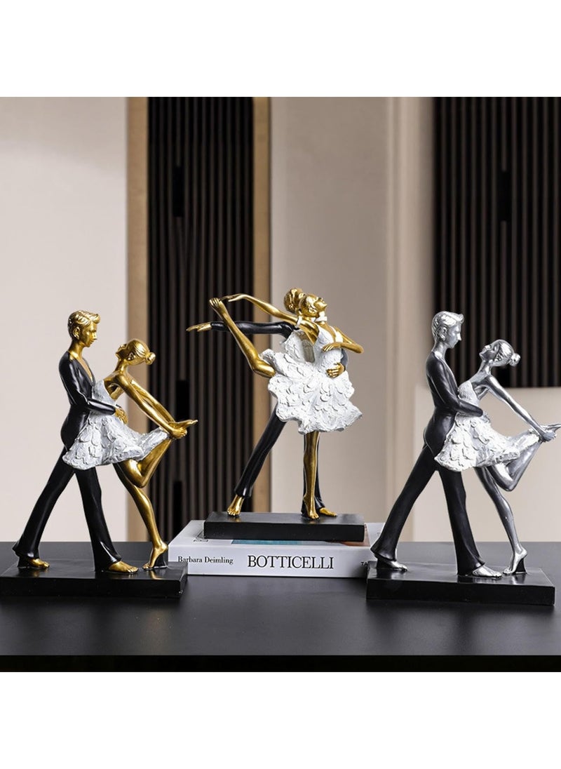 Modern Simple Resin Ornaments, Dance Classroom Desktop Decorations, Artistic Home Furnishings, Personalized Decorations, Suitable For Dance Lovers (Golden Couple Dance)