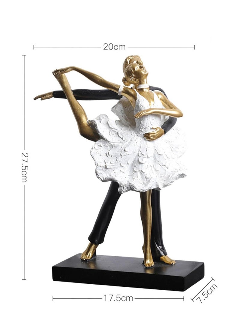 Modern Simple Resin Ornaments, Dance Classroom Desktop Decorations, Artistic Home Furnishings, Personalized Decorations, Suitable For Dance Lovers (Golden Couple Dance)