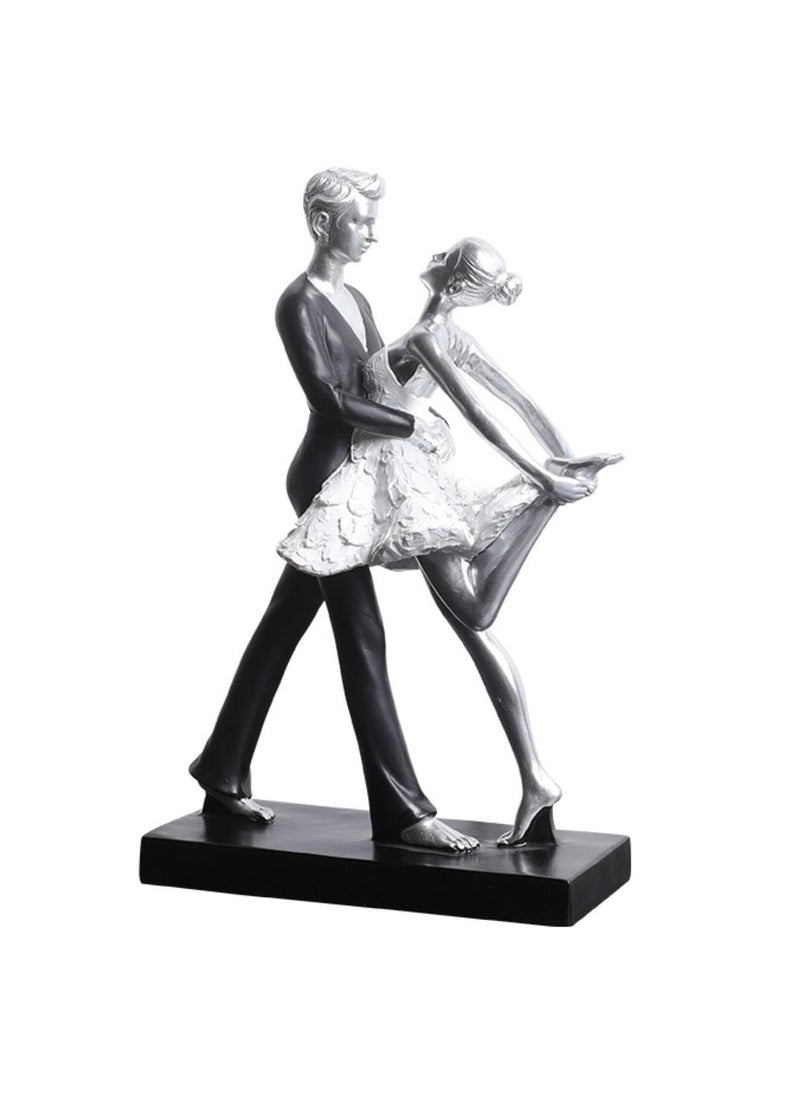 Modern Simple Resin Ornaments, Dance Classroom Desktop Decorations, Artistic Home Furnishings, Personalized Decorations, Suitable For Dance Lovers (Silver Double Dance B)