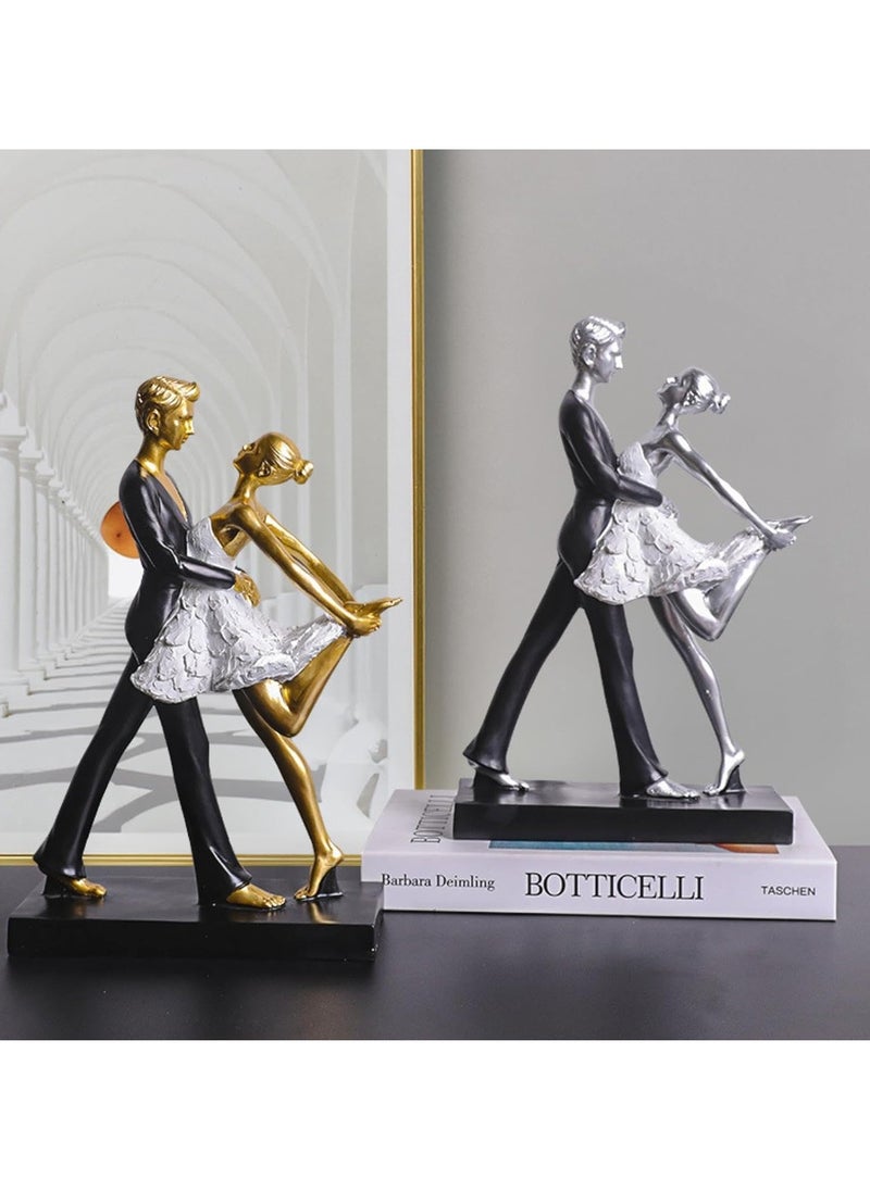 Modern Simple Resin Ornaments, Dance Classroom Desktop Decorations, Artistic Home Furnishings, Personalized Decorations, Suitable For Dance Lovers (Silver Double Dance B)