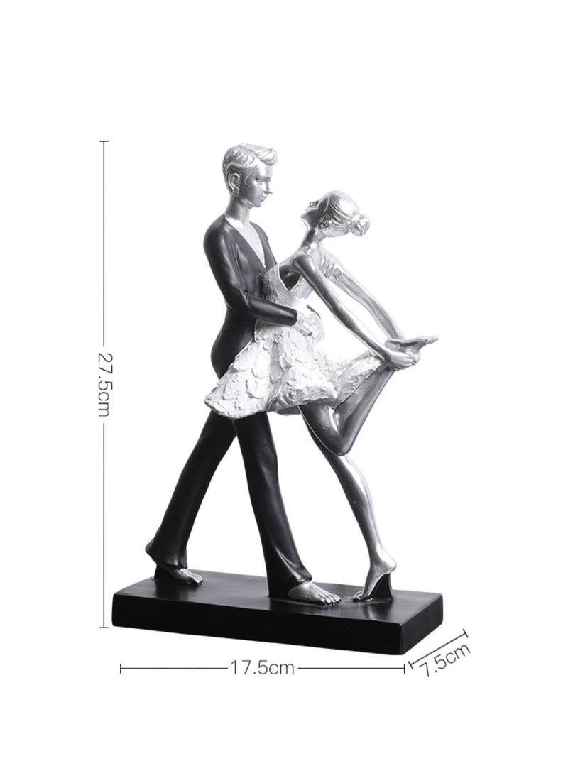 Modern Simple Resin Ornaments, Dance Classroom Desktop Decorations, Artistic Home Furnishings, Personalized Decorations, Suitable For Dance Lovers (Silver Double Dance B)