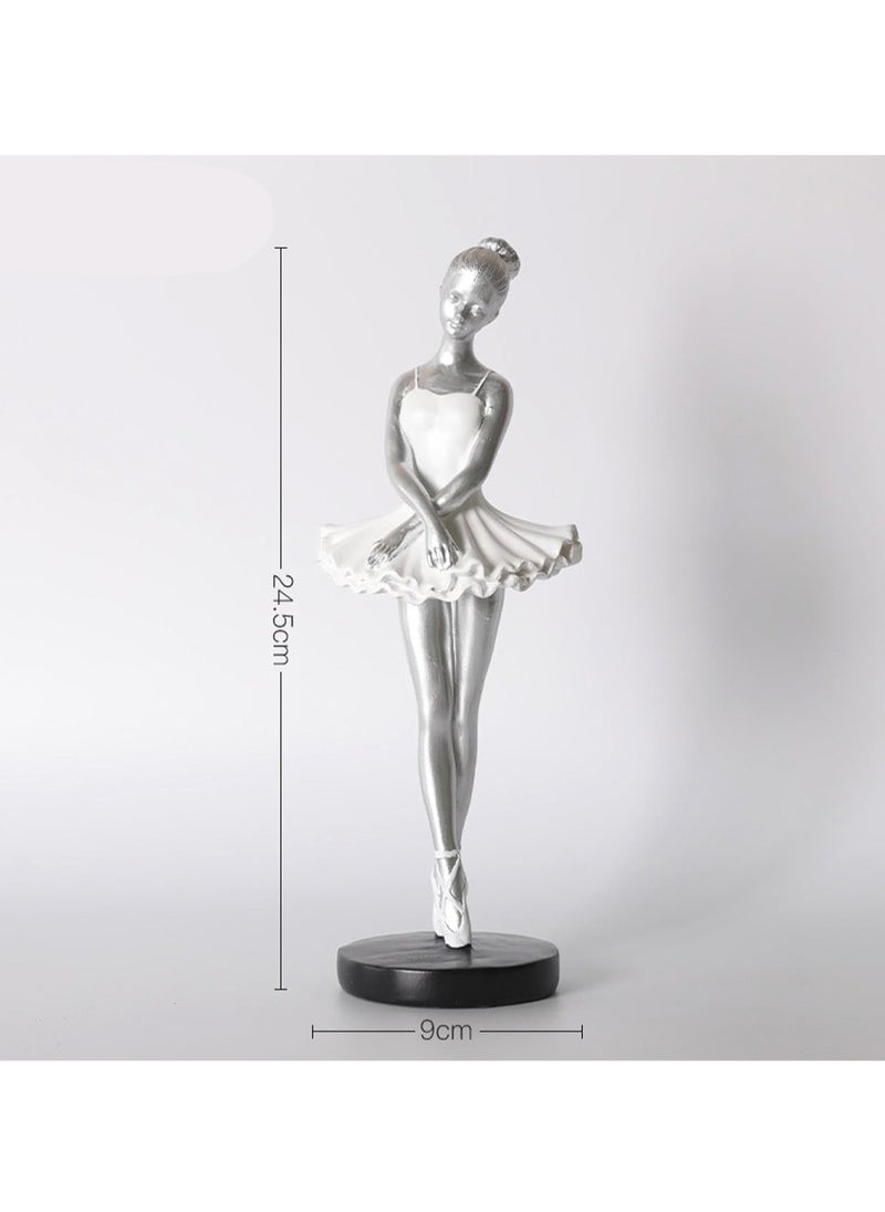 Modern Simple Resin Ornaments Dance Classroom Desktop Ornaments Art Home Furnishings Personality Decoration Suitable For Dance Lovers (Silver B)