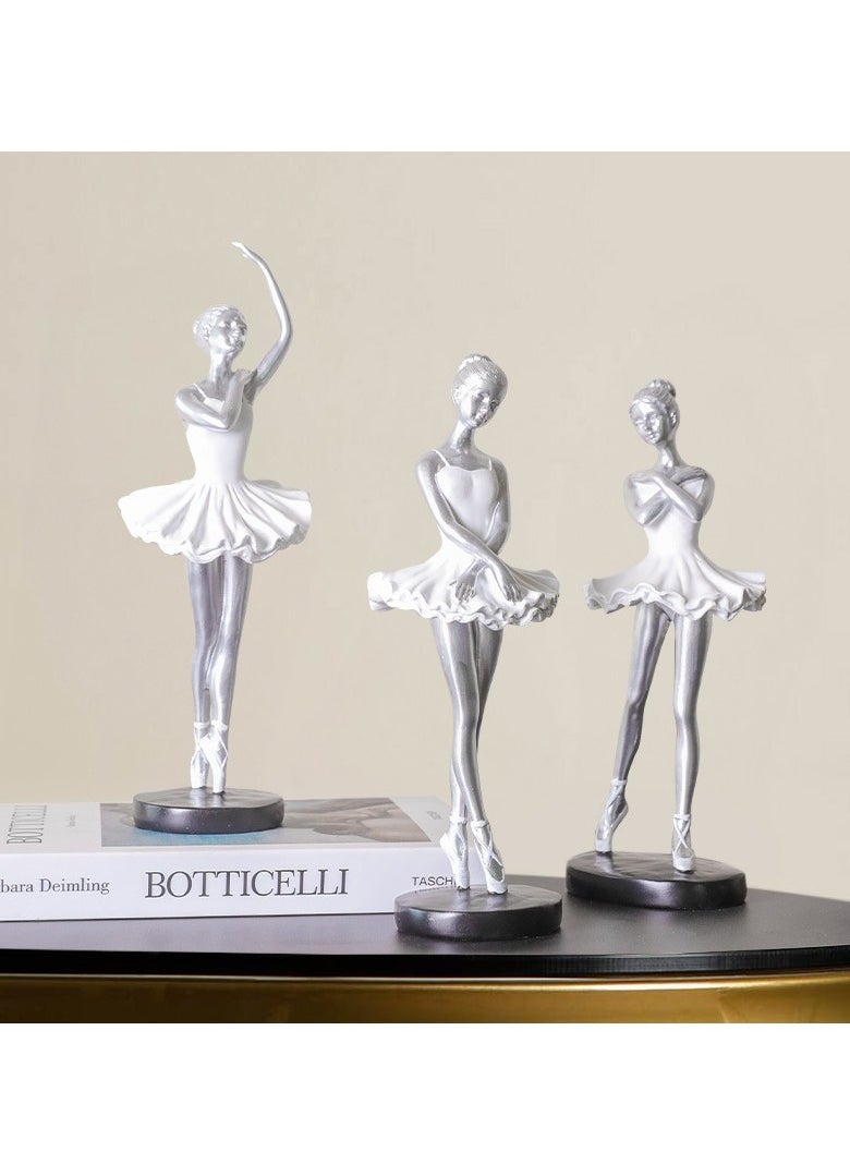 Modern Simple Resin Ornaments Dance Classroom Desktop Ornaments Art Home Furnishings Personality Decoration Suitable For Dance Lovers (Silver A)