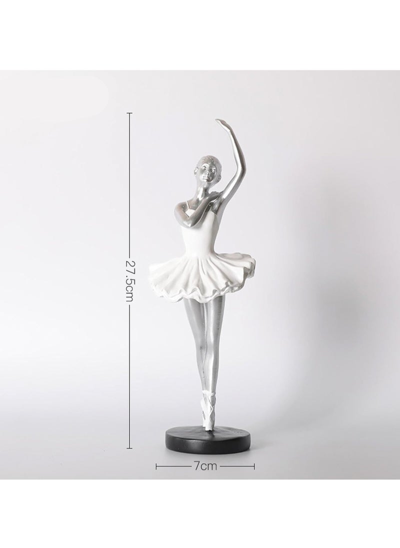 Modern Simple Resin Ornaments Dance Classroom Desktop Ornaments Art Home Furnishings Personality Decoration Suitable For Dance Lovers (Silver A)