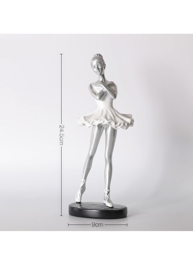 Modern Simple Resin Ornaments Dance Classroom Desktop Ornaments Art Home Furnishings Personality Decoration Suitable For Dance Lovers (Silver C)