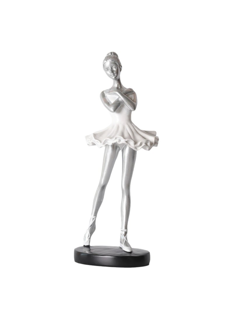 Modern Simple Resin Ornaments Dance Classroom Desktop Ornaments Art Home Furnishings Personality Decoration Suitable For Dance Lovers (Silver C)