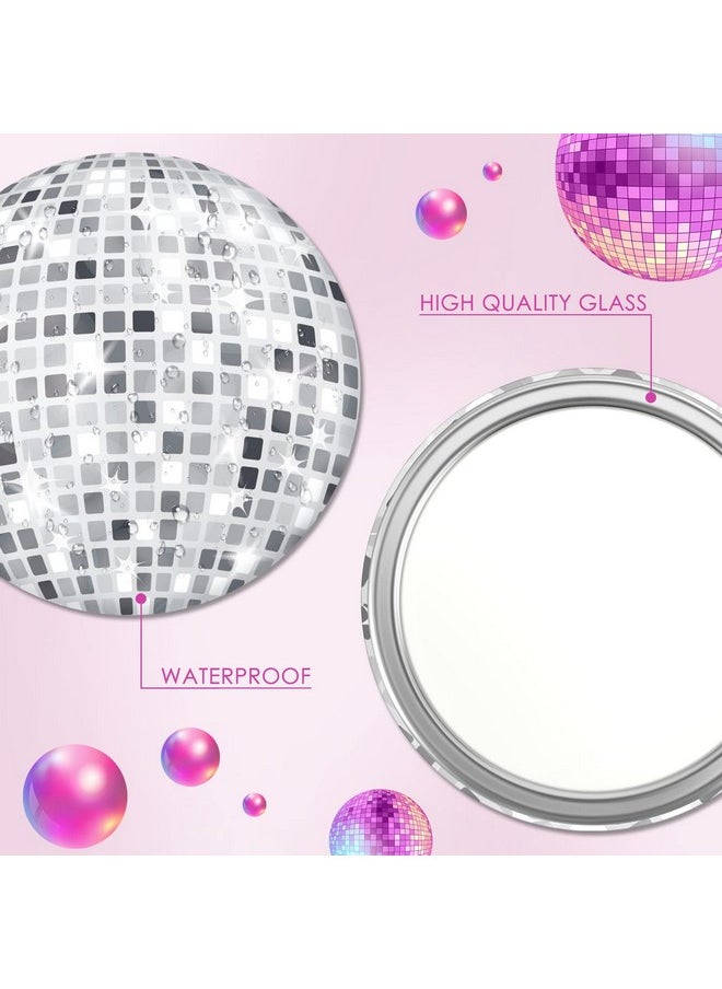 12 Pcs Disco Ball Compact Mirror 2.76 Inch Vintage Round Pocket Mirror Makeup Mini Mirror Handheld Portable Mirror For Purse, Women Gift Disco Party Supply Travel Daily (Classic Color)