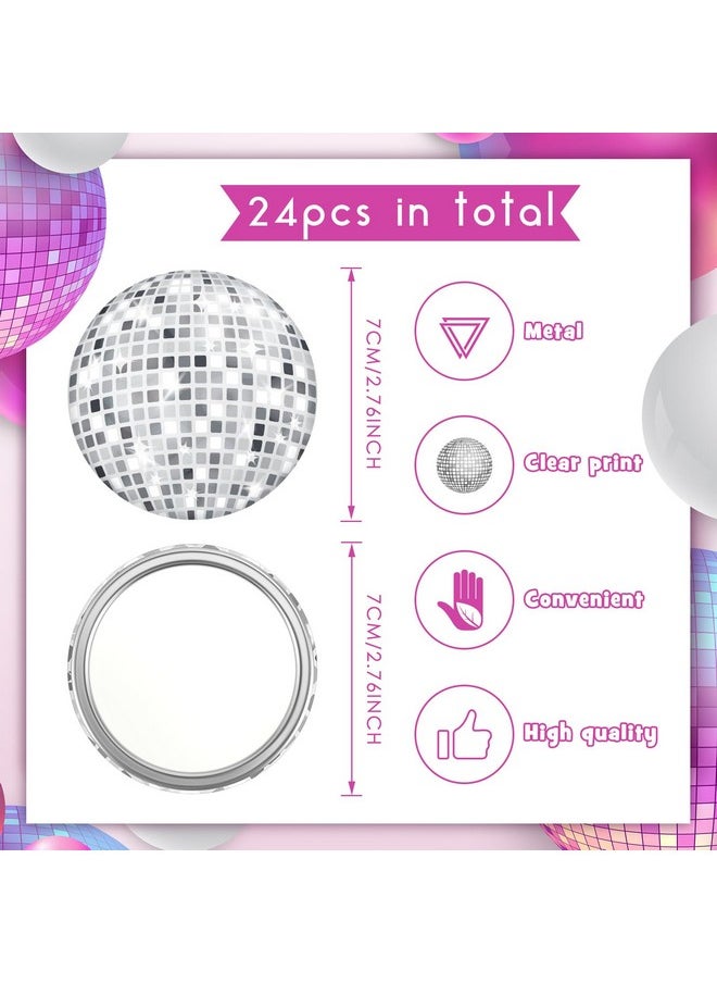 12 Pcs Disco Ball Compact Mirror 2.76 Inch Vintage Round Pocket Mirror Makeup Mini Mirror Handheld Portable Mirror For Purse, Women Gift Disco Party Supply Travel Daily (Classic Color)