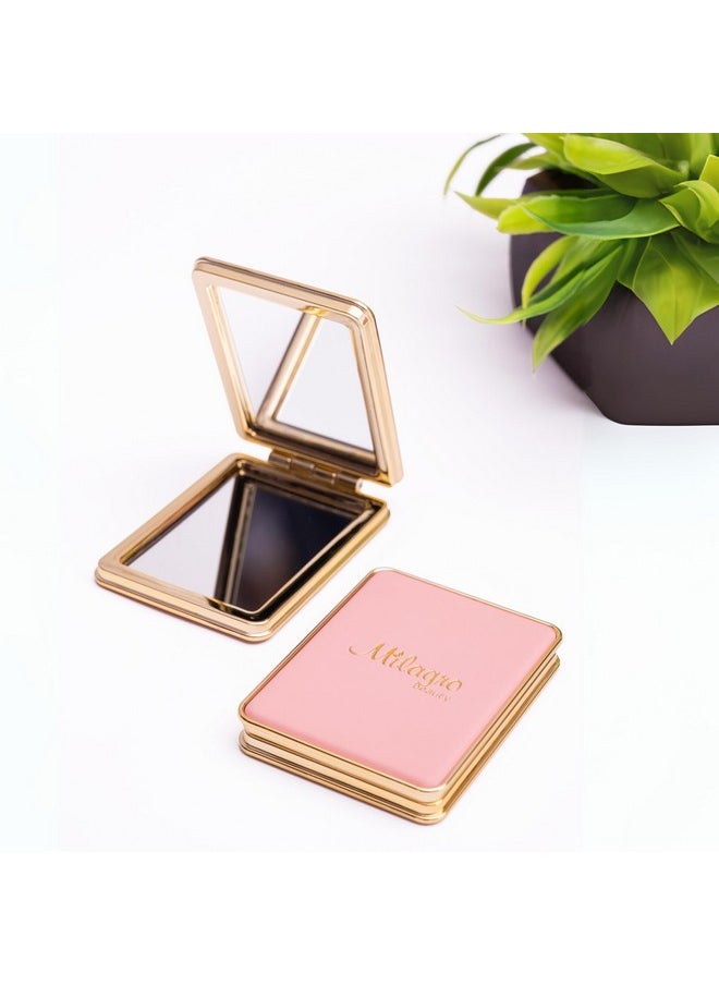 Foldable Makeup Mirror Glass Pocket Mirror For Women Compact Size Mirror For Handbag Vanity Mirror Portable, (Square, Framed, Tabletop Mount)