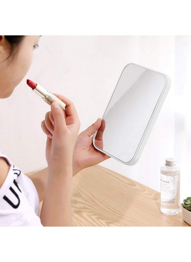 Desktop Foldable Makeup Mirror Simple Portable Princess Mirror Square Makeup Mirror For Women (White)