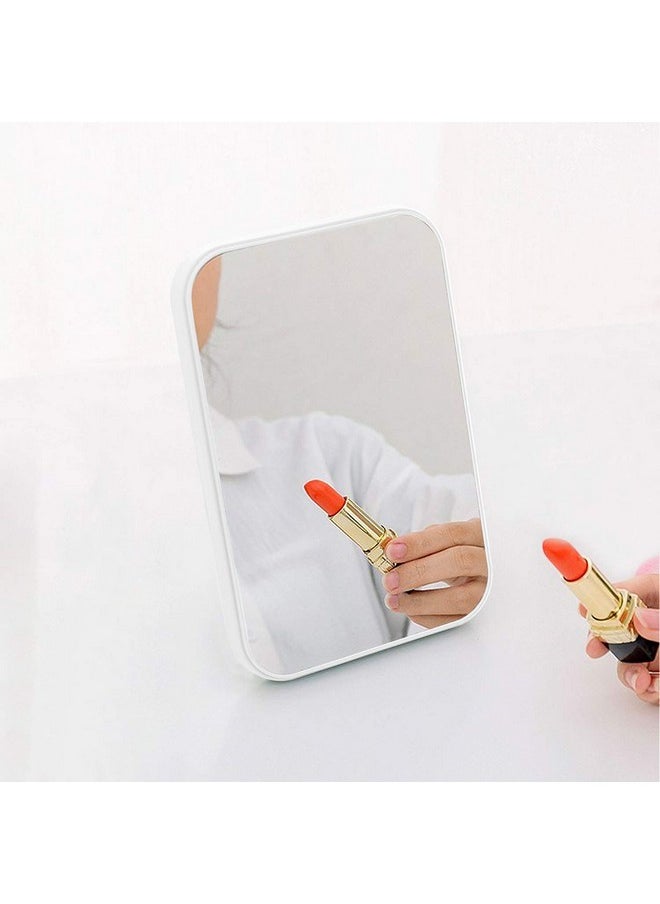 Desktop Foldable Makeup Mirror Simple Portable Princess Mirror Square Makeup Mirror For Women (White)