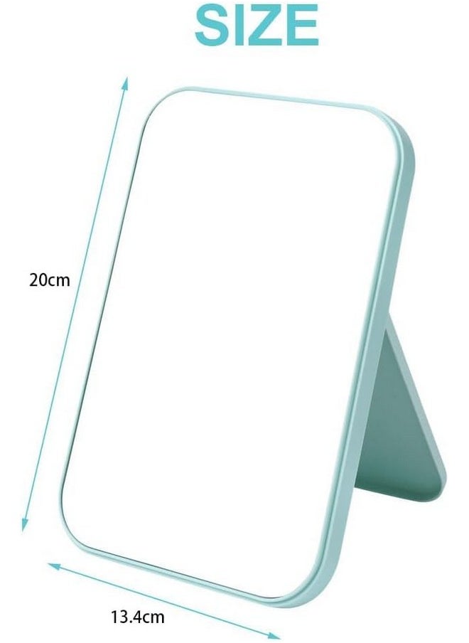 Desktop Makeup Mirror,Foldable Mirror Simple Portable Princess Mirror Square Mirror Small Mirror With Stand For Women (Blue-8Inch, Tabletop Mount, Framed)