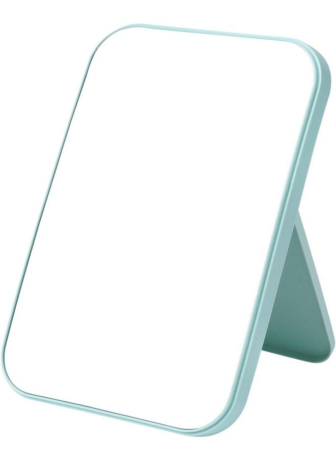 Desktop Makeup Mirror,Foldable Mirror Simple Portable Princess Mirror Square Mirror Small Mirror With Stand For Women (Blue-8Inch, Tabletop Mount, Framed)