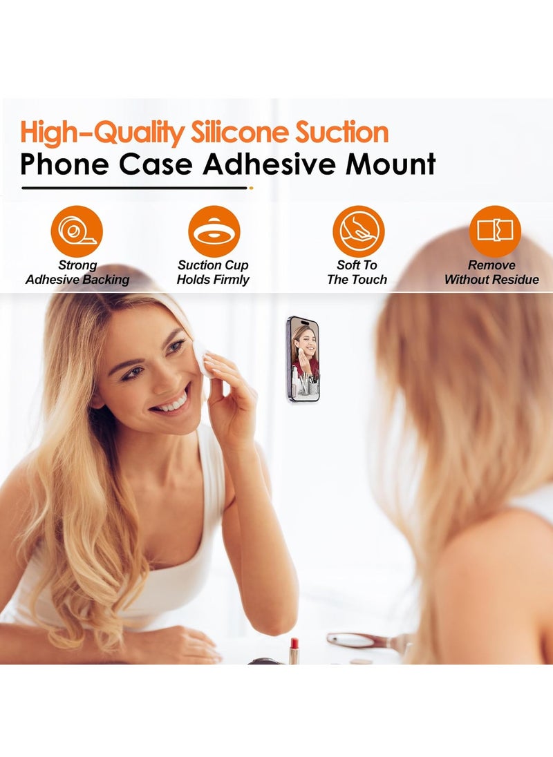 2Pcs Suction Phone Case Mount, Silicone Phone Suction Grip for Phone Cases, Anti-Slip Hands-Free Mobile Accessory Holder, Sticky Phone Grip for Selfies