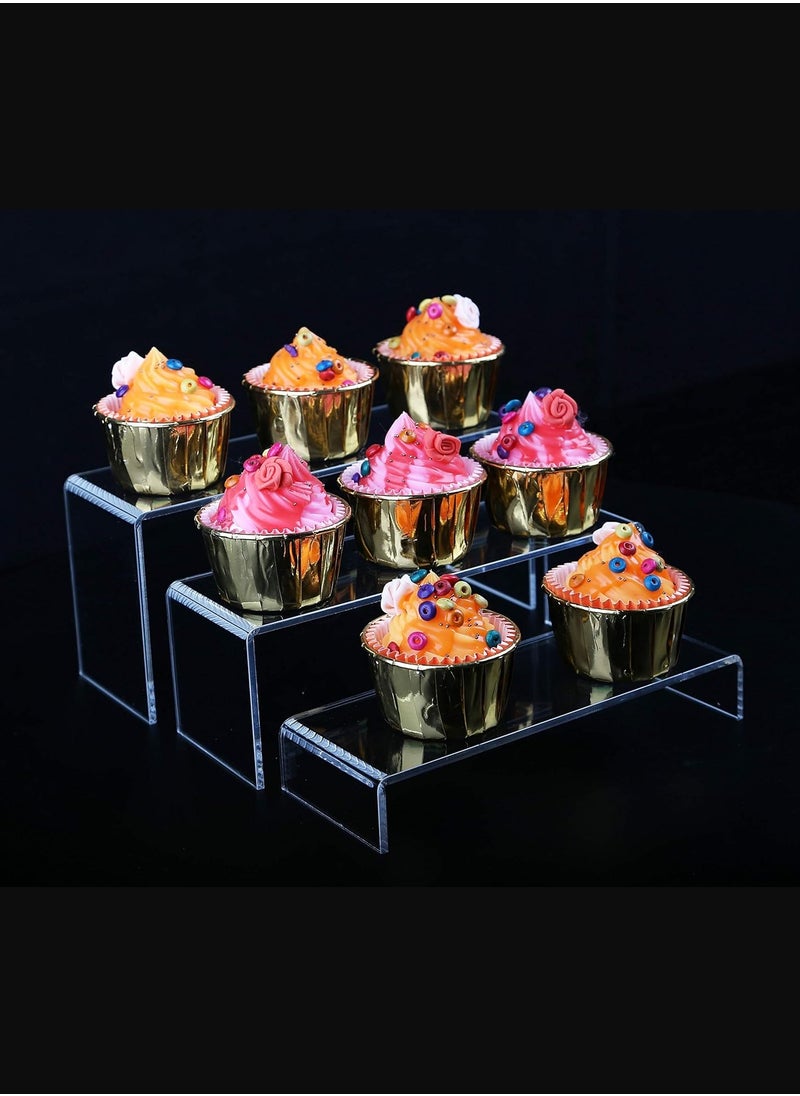 6 PC Large Clear Acrylic Riser Set – Versatile Display Stand for Jewelry, Collectibles, and Food