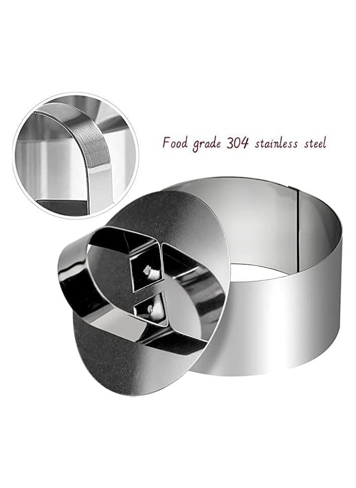 4 Pack Cooking Rings included 4 Pusher and 2 Lifter, Stainless Steel Adjustable Baking Rings, Display Mold Rings for Cake Mousse Bark Muffins Pastry Dessert in Home Kitchen Food Maker