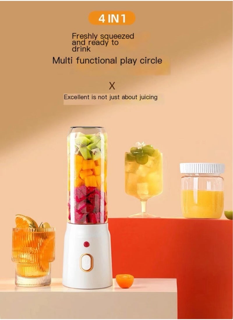 Portable Blender One-Touch on Smoothie Maker with 450ML, BPA-Free Sports Bottle with Travel Lid, Long-Lasting 1500mAh battery