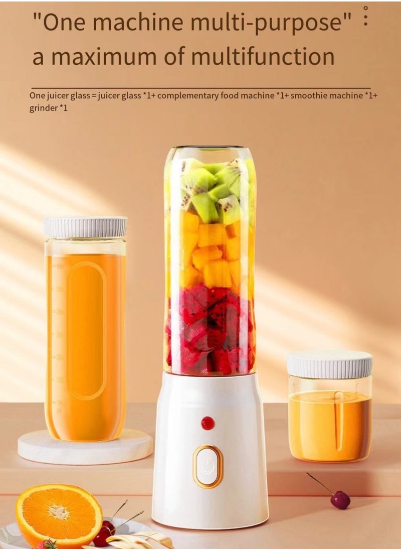 Portable Blender One-Touch on Smoothie Maker with 450ML, BPA-Free Sports Bottle with Travel Lid, Long-Lasting 1500mAh battery