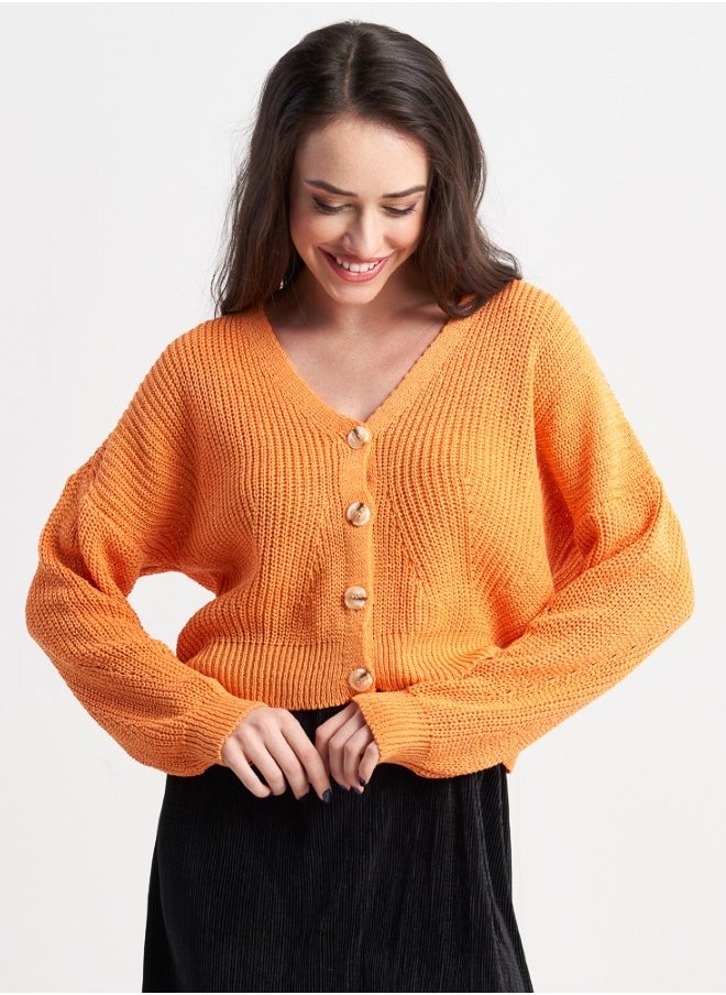 Bright Knit Cardigan - Orange