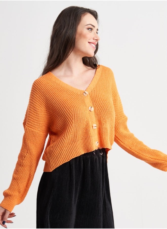 Bright Knit Cardigan - Orange