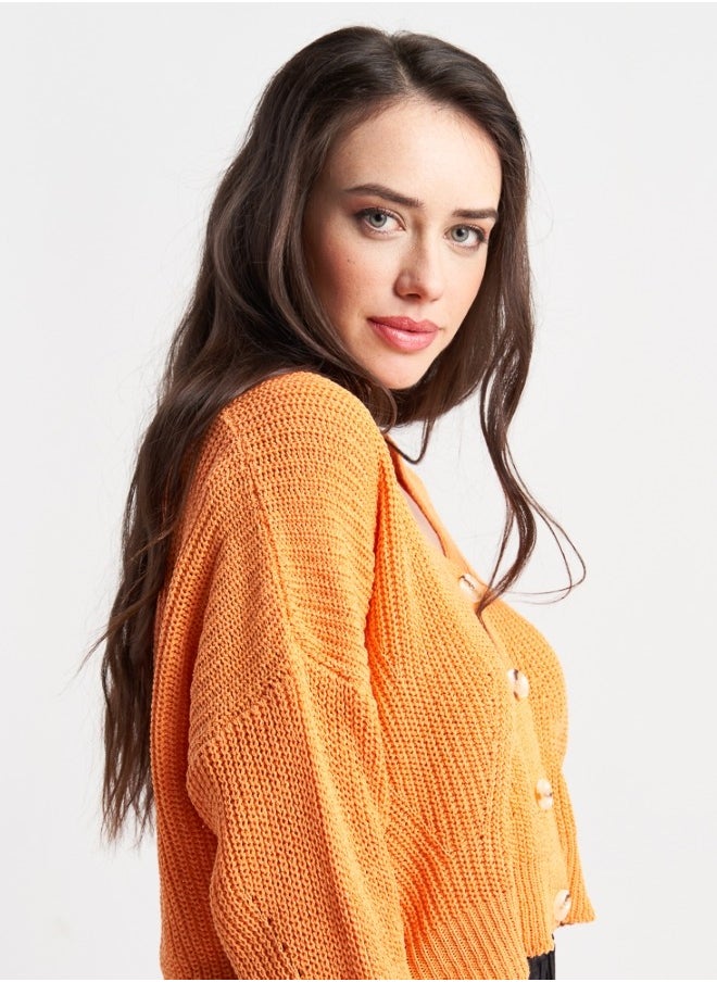 Bright Knit Cardigan - Orange