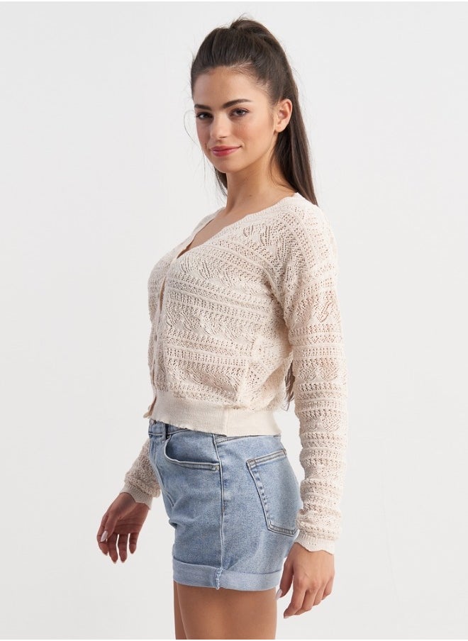 Beige Knit Cardigan