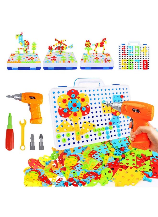 Stem Toys For 3 4 5 6 Year Old,Design And Drill Toy For Kid,Construction Games With Toy Drill,Creative Engineering Building Kits,Kid Tool Set For Toddler Preschool,Educational Toys For Boy And Girl