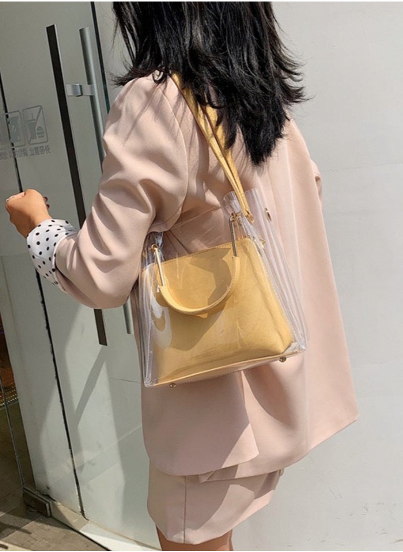 Trendy Must-Have Transparent Jelly Yellow Shoulder Crossbody Small Bag