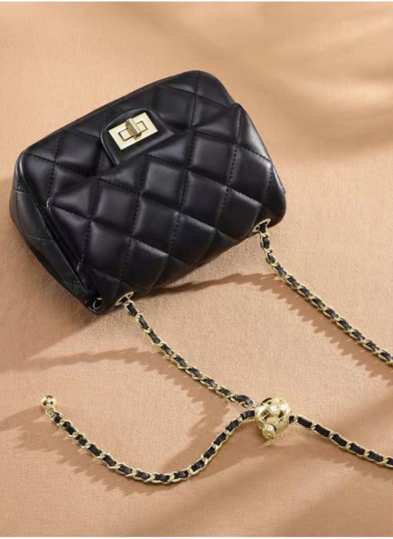 Luxury Black Quilted Chain Small Bag,Chic & Versatile