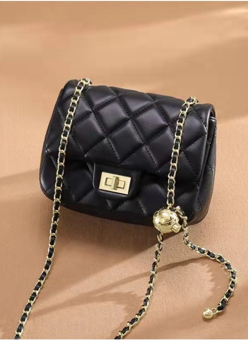 Luxury Black Quilted Chain Small Bag,Chic & Versatile