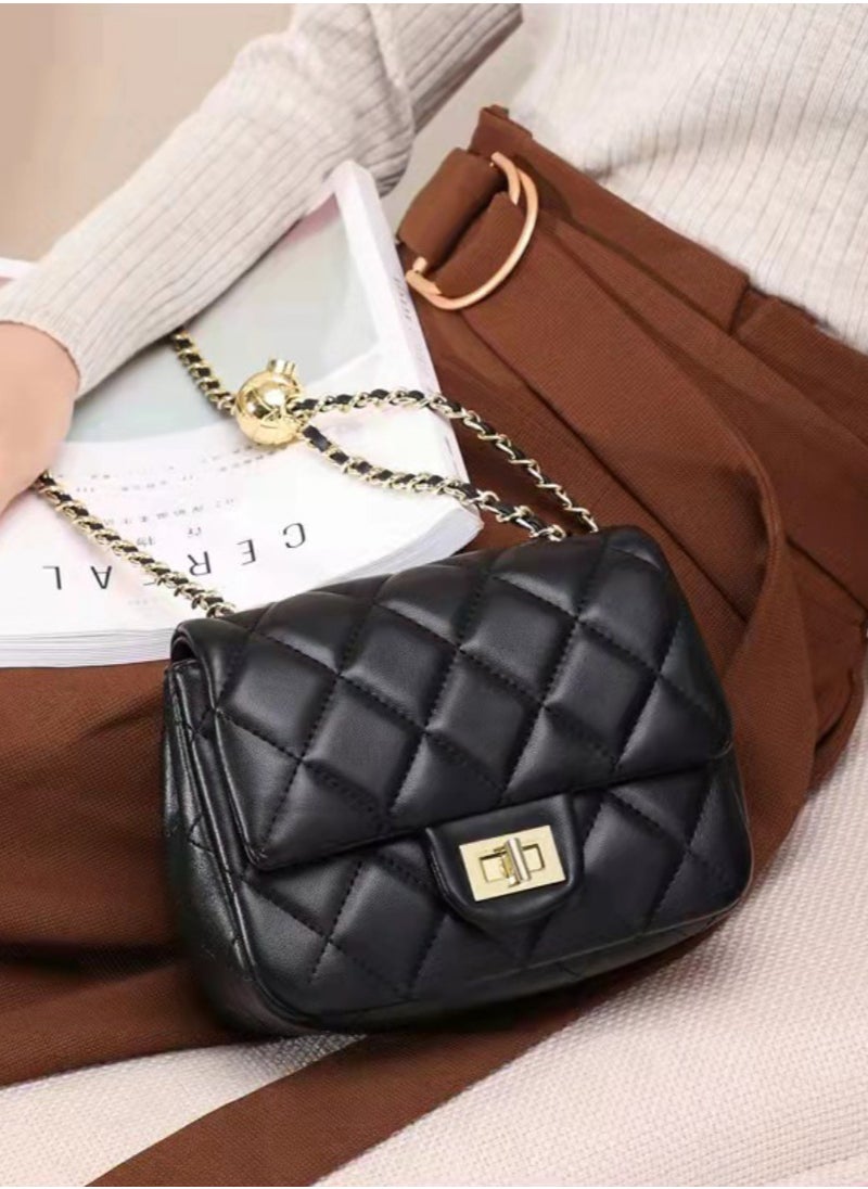 Luxury Black Quilted Chain Small Bag,Chic & Versatile