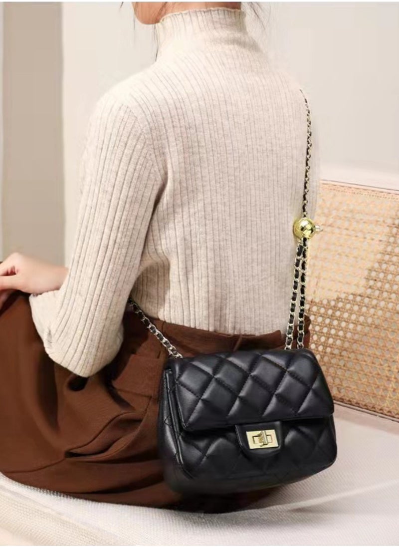 Luxury Black Quilted Chain Small Bag,Chic & Versatile