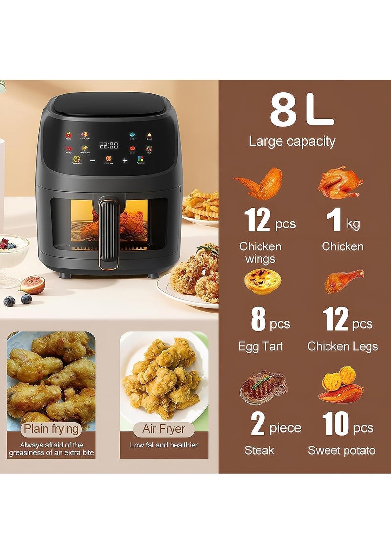 Air Fryer 8 Liter 2400W Extra Large Capacity Digital Touch Control Panel 8 Different Menu with Temperature Adjustable Instant Pot