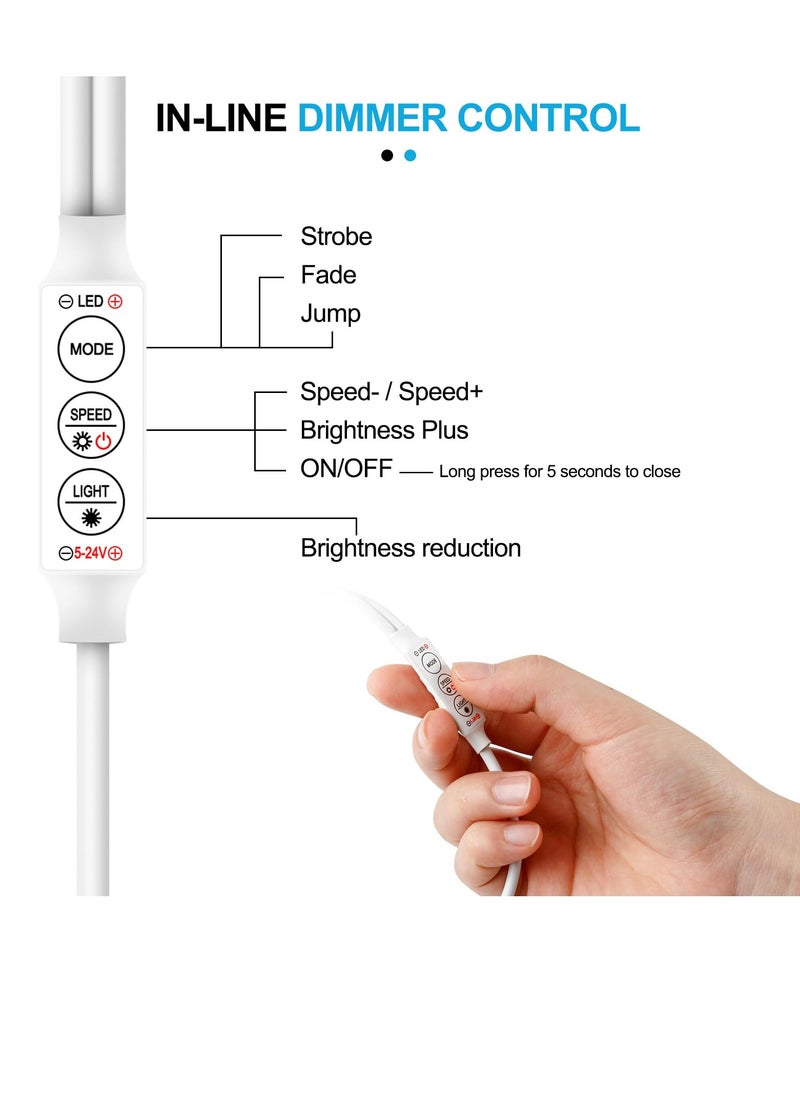 LED Controller, DC Connector LED Dimmer Controller with 11 Keys Wireless Remote Control, Compatible with DC5V-24V Single Color LED Strip Lights, IR LED Controller, White