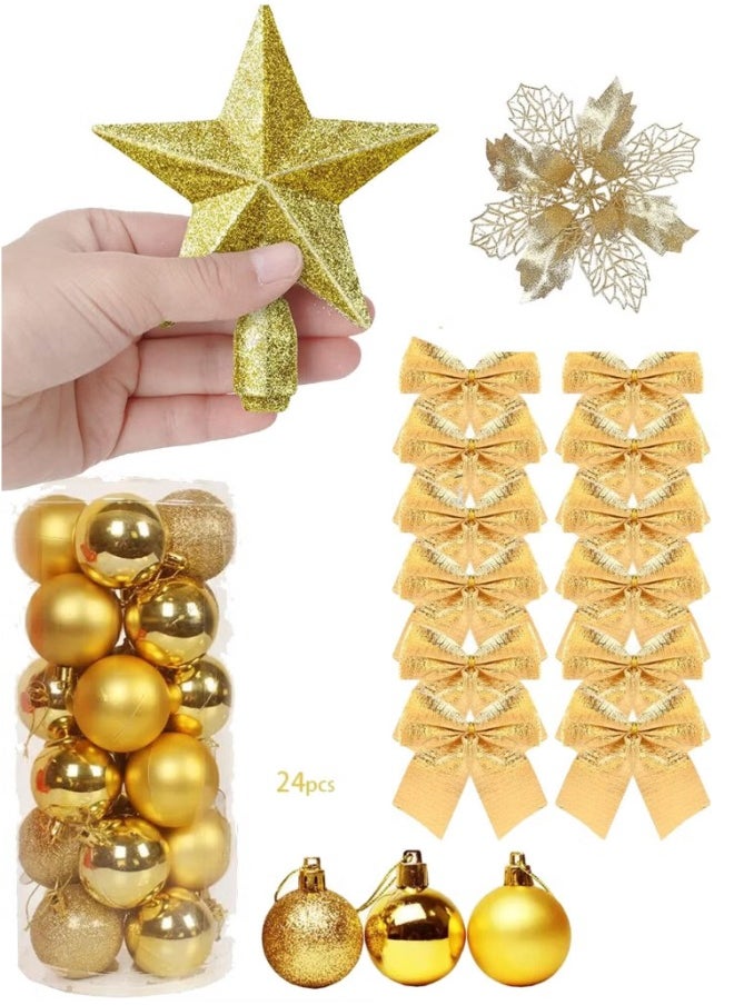 Decorative Accessories Pack Of Four  Home Decor with balls/bow/Tree Top Star/flower Set