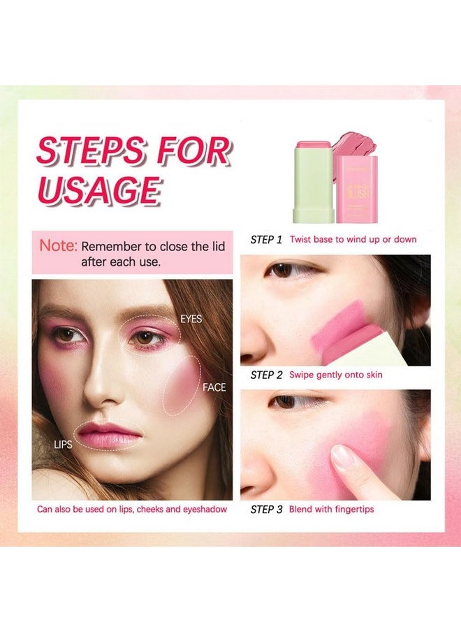 Blush Stick For Cheeks And Lips, On-The-Go Blush, Hydrating Solid Cheek Tint, Multi-Use Blush Makeup Stick For Beautiful And Natural Shades, Tinted Moisture Stick Ued On Eyes Lips And Cheeks