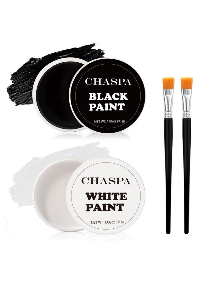 Face Paint Black + White Clown Makeup Face Body Paint Set, High Pigment Professional Oil-Based Cosmetic Paint For Halloween Sfx Makeup Costume Multiple Uses(60G/2.11 Oz)