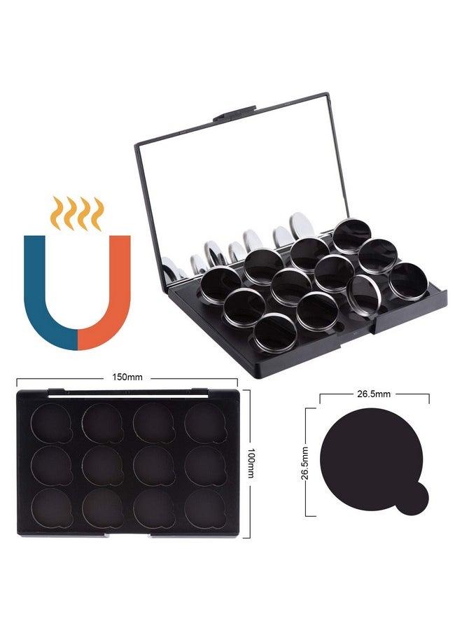 Empty Magnetic Eyeshadow Makeup Palette With Mirror And 12Pcs 26Mm Round Metal Pans