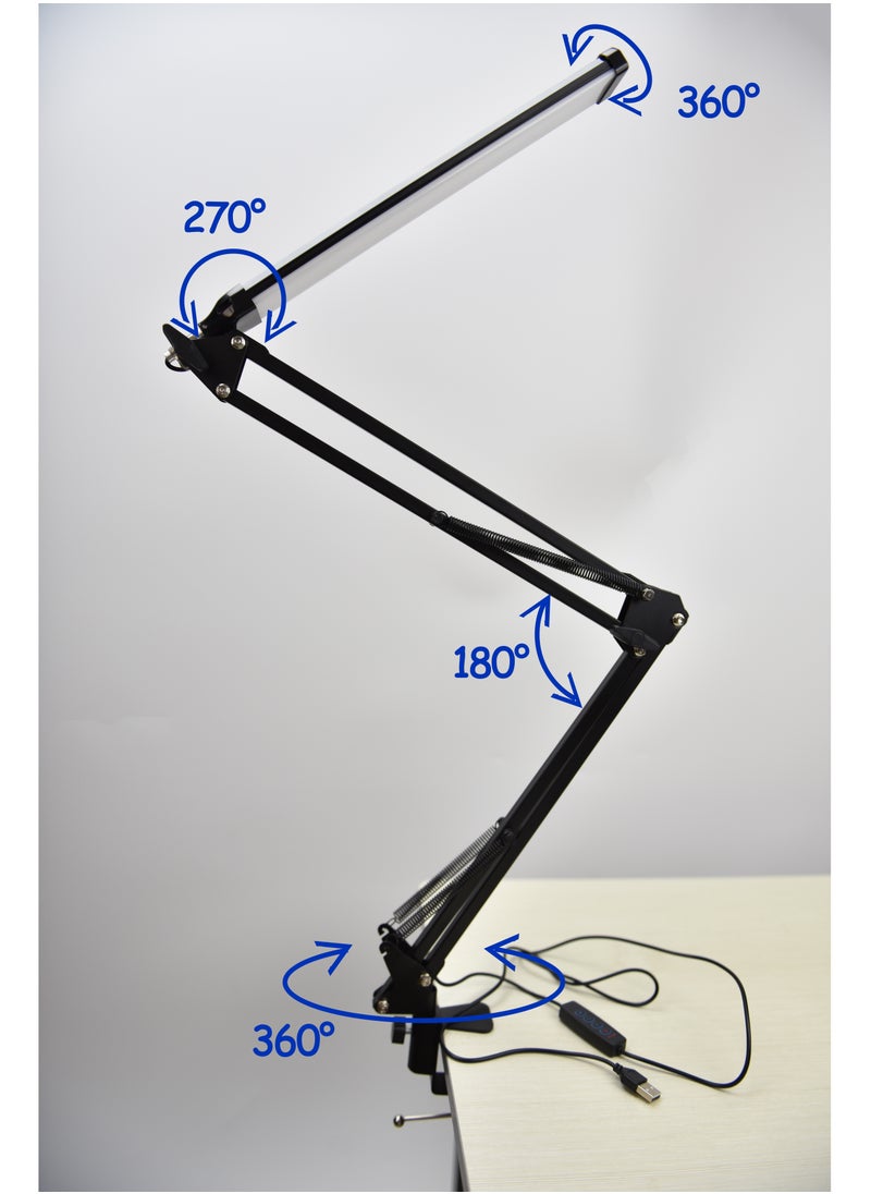 LED Desk Lamp Dimmable Metal Swing Arm